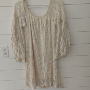 Jen's Pirate Booty Cream Lace Mini Dress Small